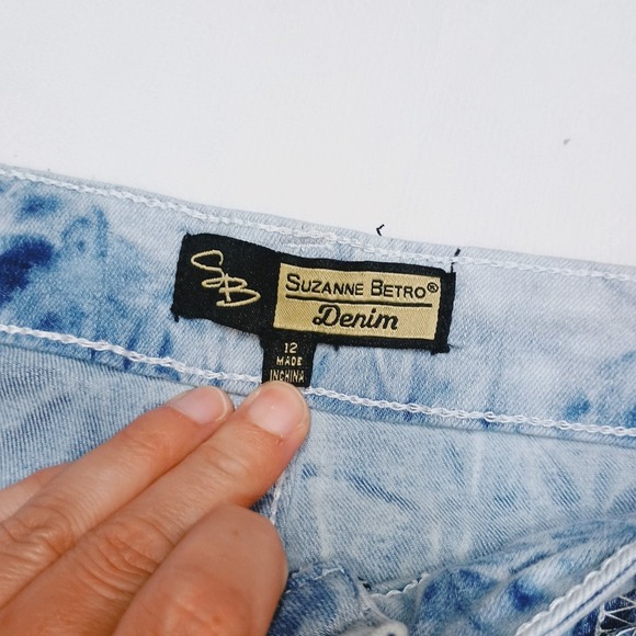 Suzanne Betro Denim Jeans Skirt Stretch Tye Dye Size 12 Nwt - Picture 4 of 8